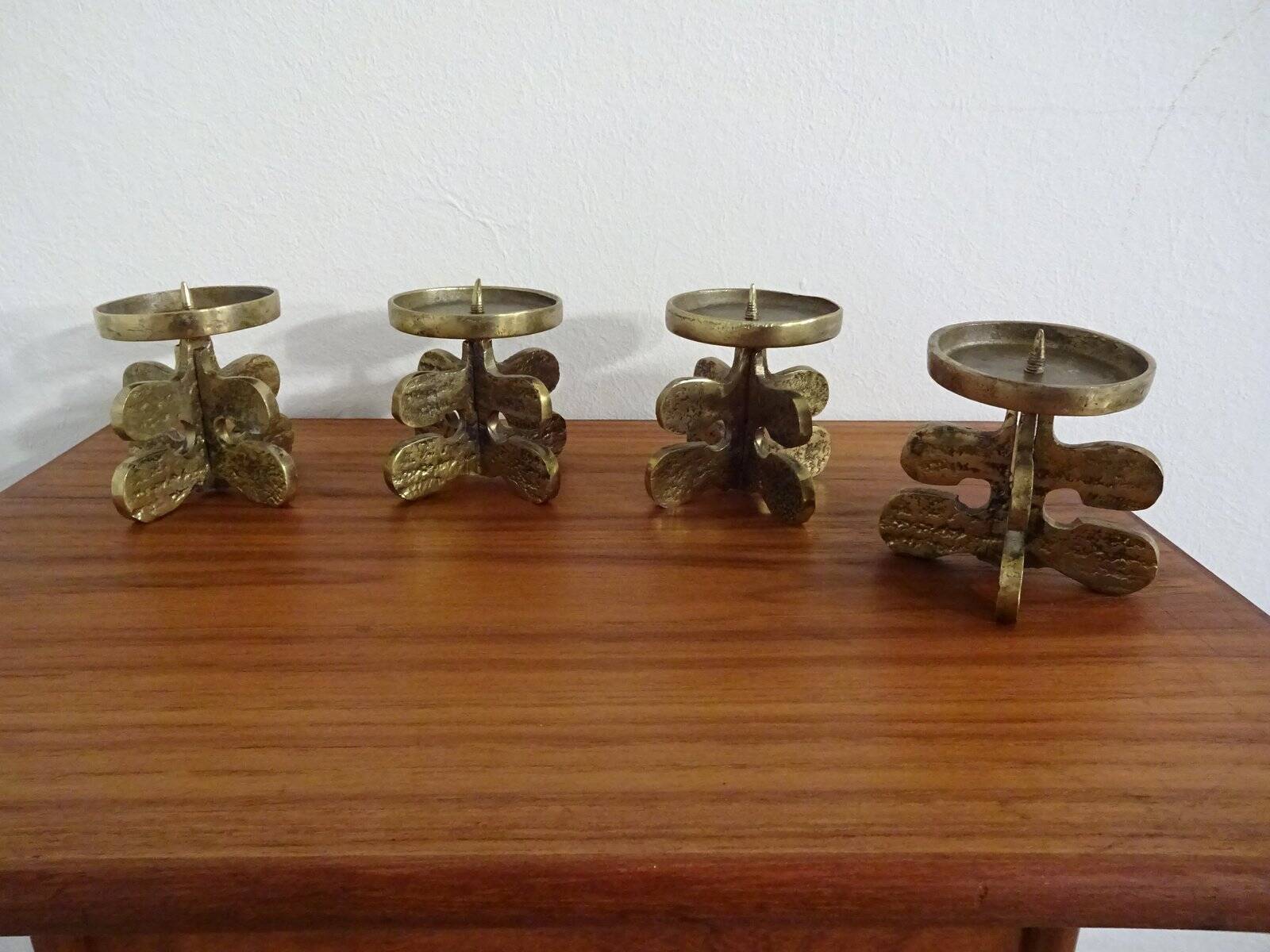 Italian Brutalist Candle Holders by Giuseppe Gallo for Gallo, 1960s, Set of 2