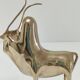 Two stylized zebu with long vintage brass horns