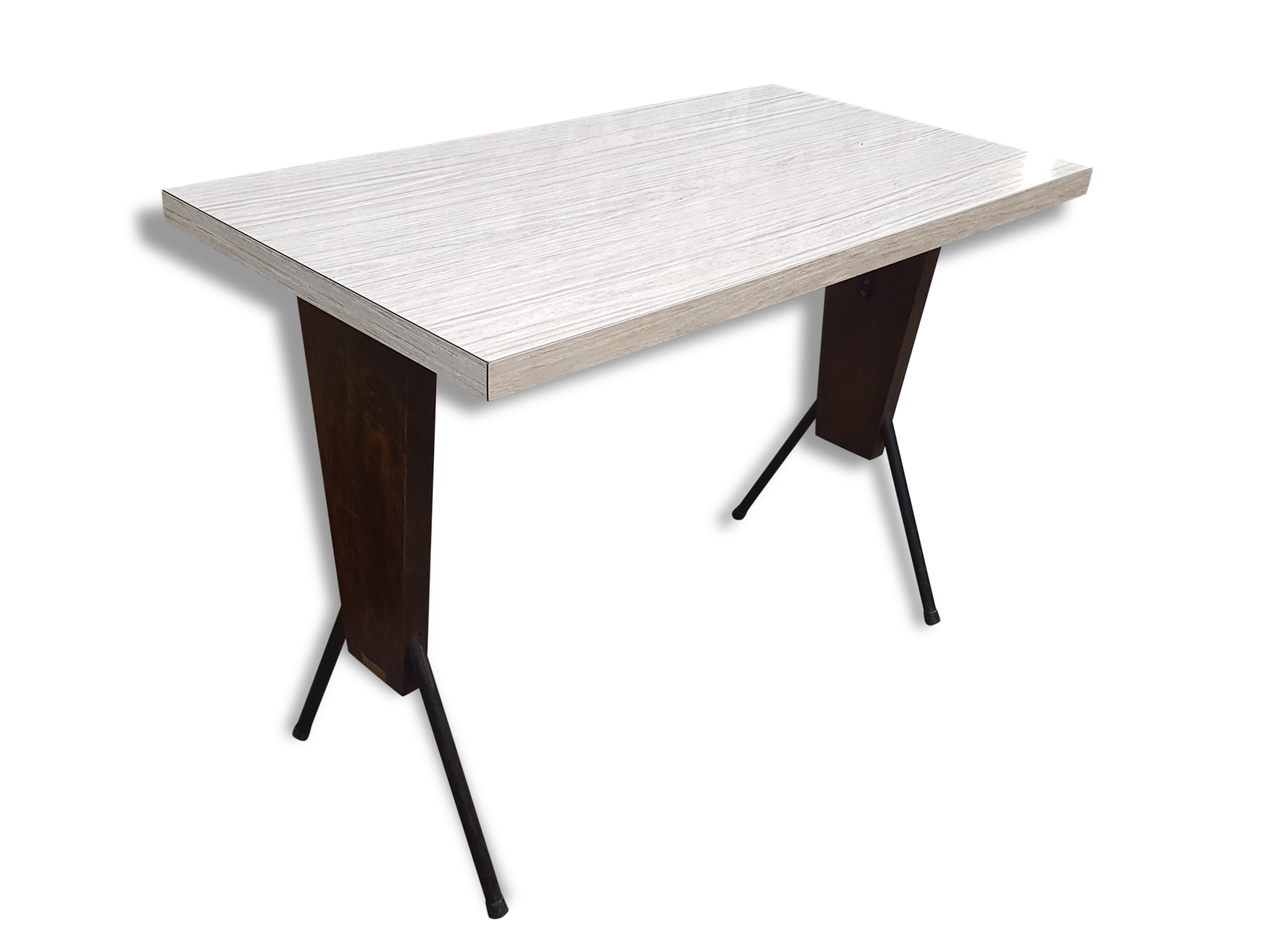 Rare table Bistro formica and mahogany of the Normand workshops