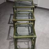 Vintage nesting table, green color