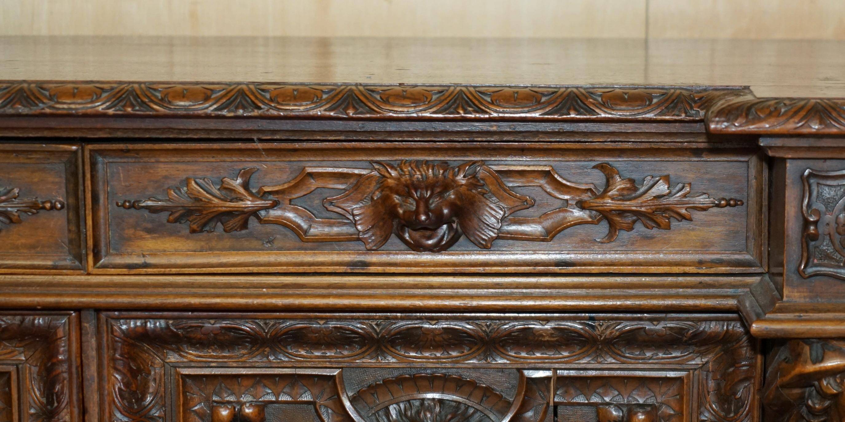 French walnut buffet sideboard, decorated, circa 1850.