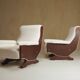 Pair of 1960s Italian Modern Walnut and Boucle Armchairs