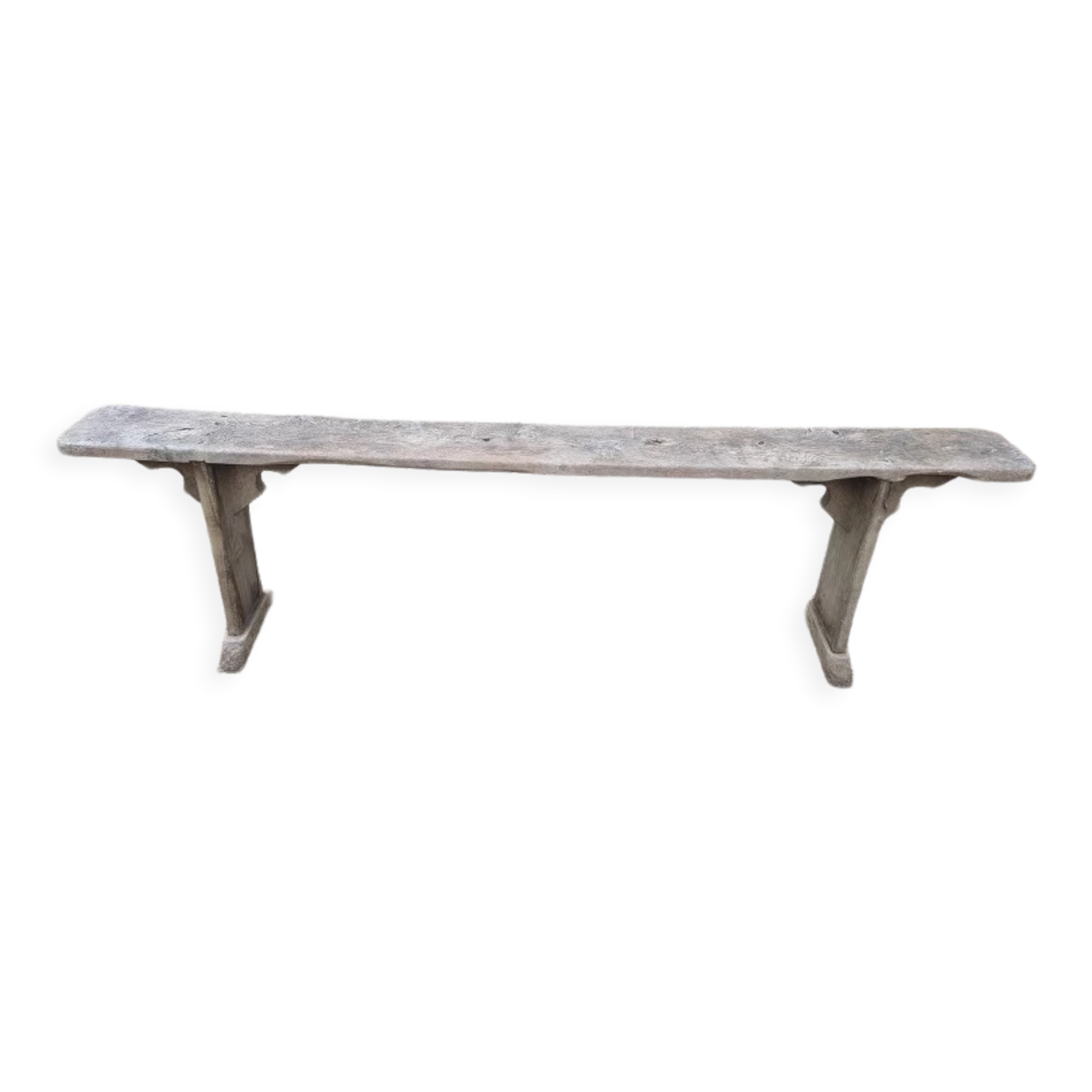Solid wood farm bench patinated