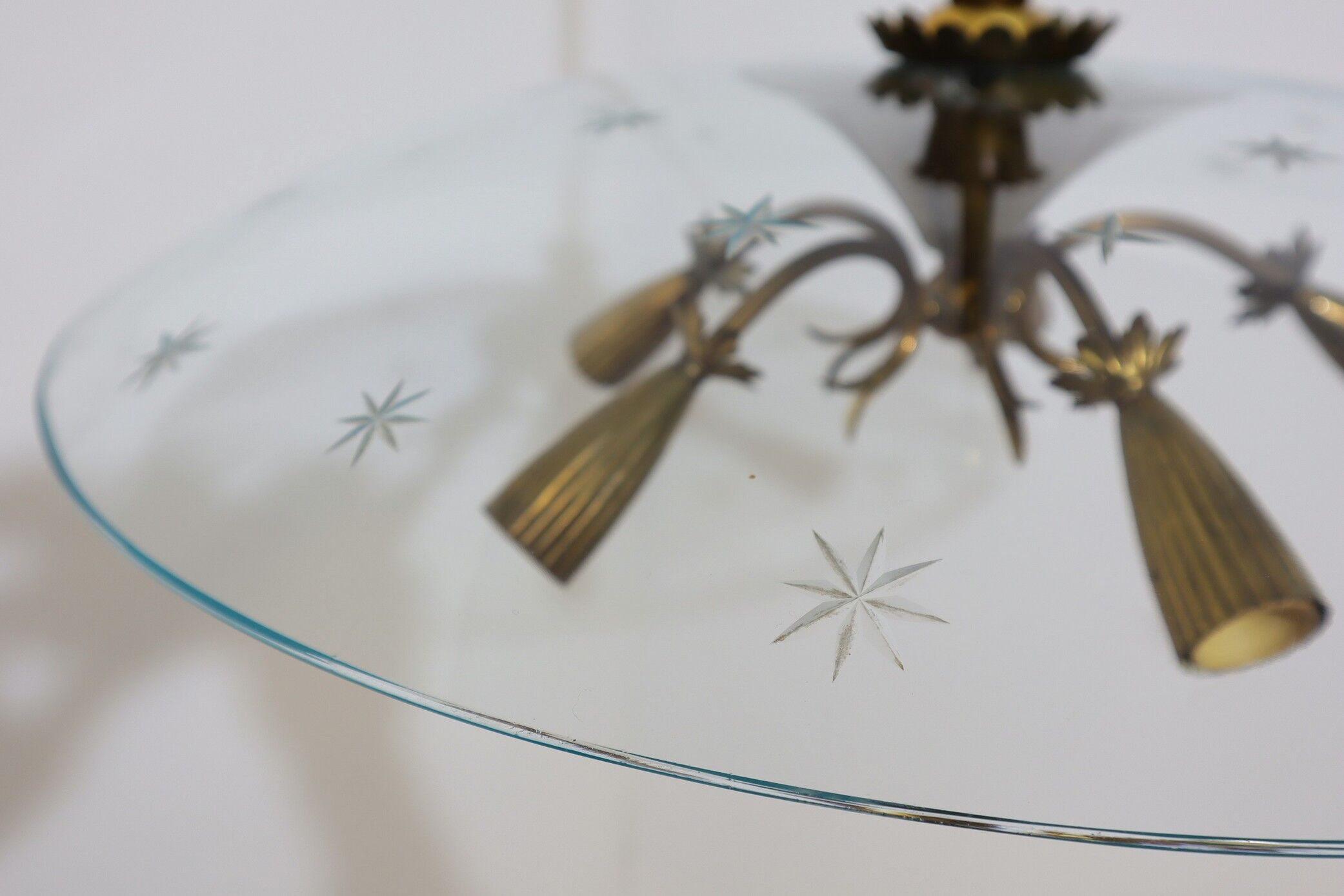 Mid-Century brass and glass chandelier Pietro Chiesa 1940s