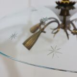 Lustre en laiton et verre du milieu du siècle Pietro Chiesa, années 1940