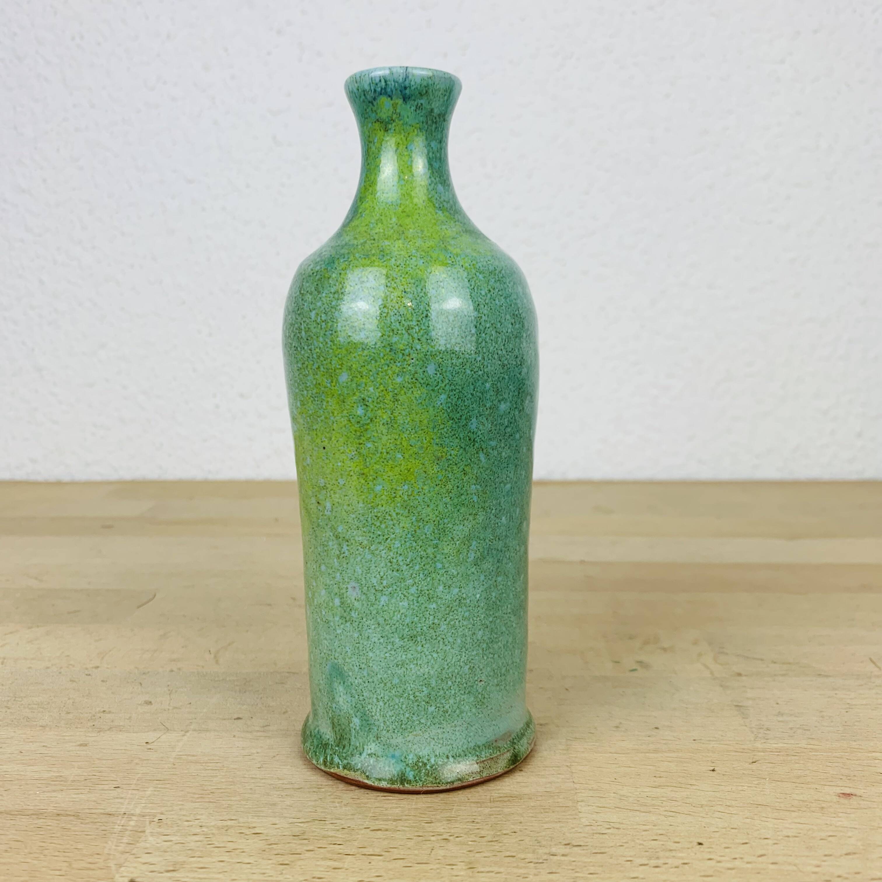Blue ceramic bottle vase
