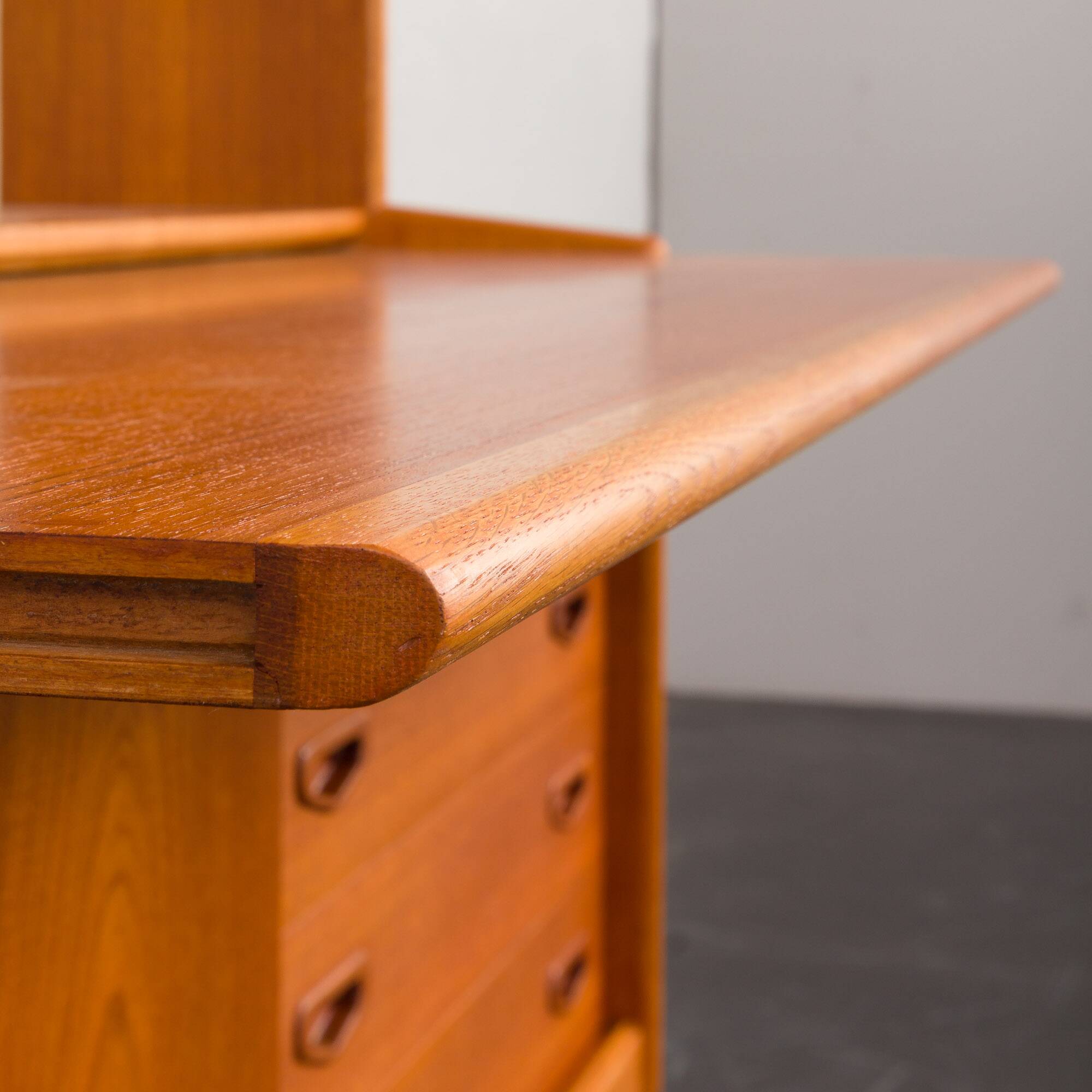Danish vintage teak bookcase with a hidden desk, 1960s