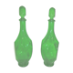 Set of 2 vintage green glass faceted carafes with stoppers.