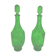 Set of 2 vintage green glass faceted carafes with stoppers.