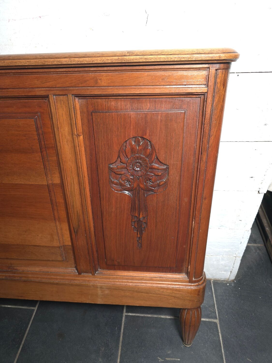 Art Deco walnut headboard