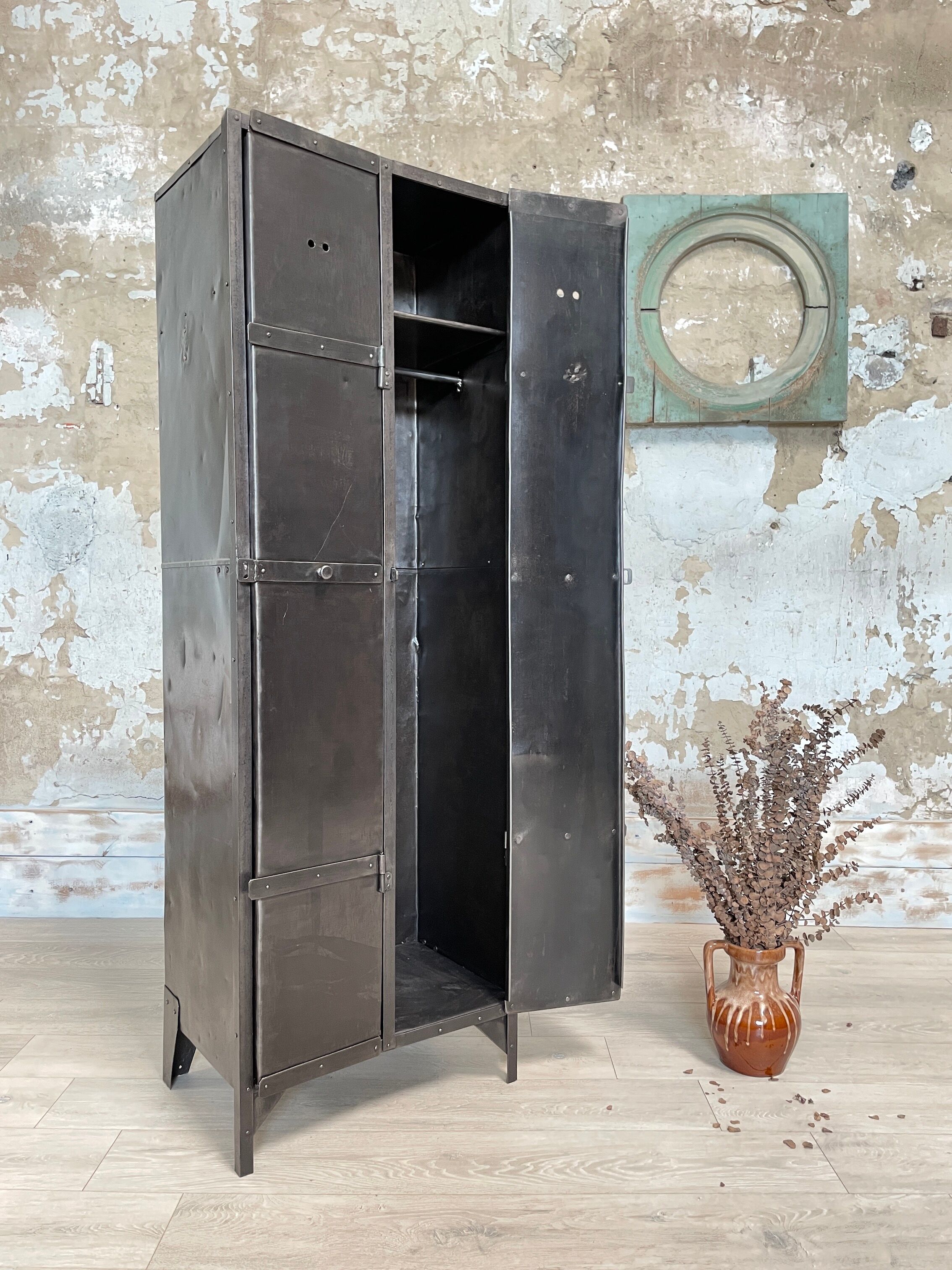 Industrial metal locker room