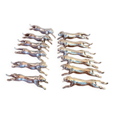 12 silver metal cat knife holders