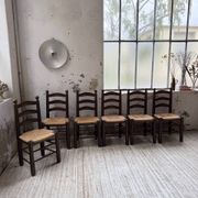 Straw chairs oak 1940s Dudouyt