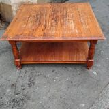 Square coffee table in fir double tray