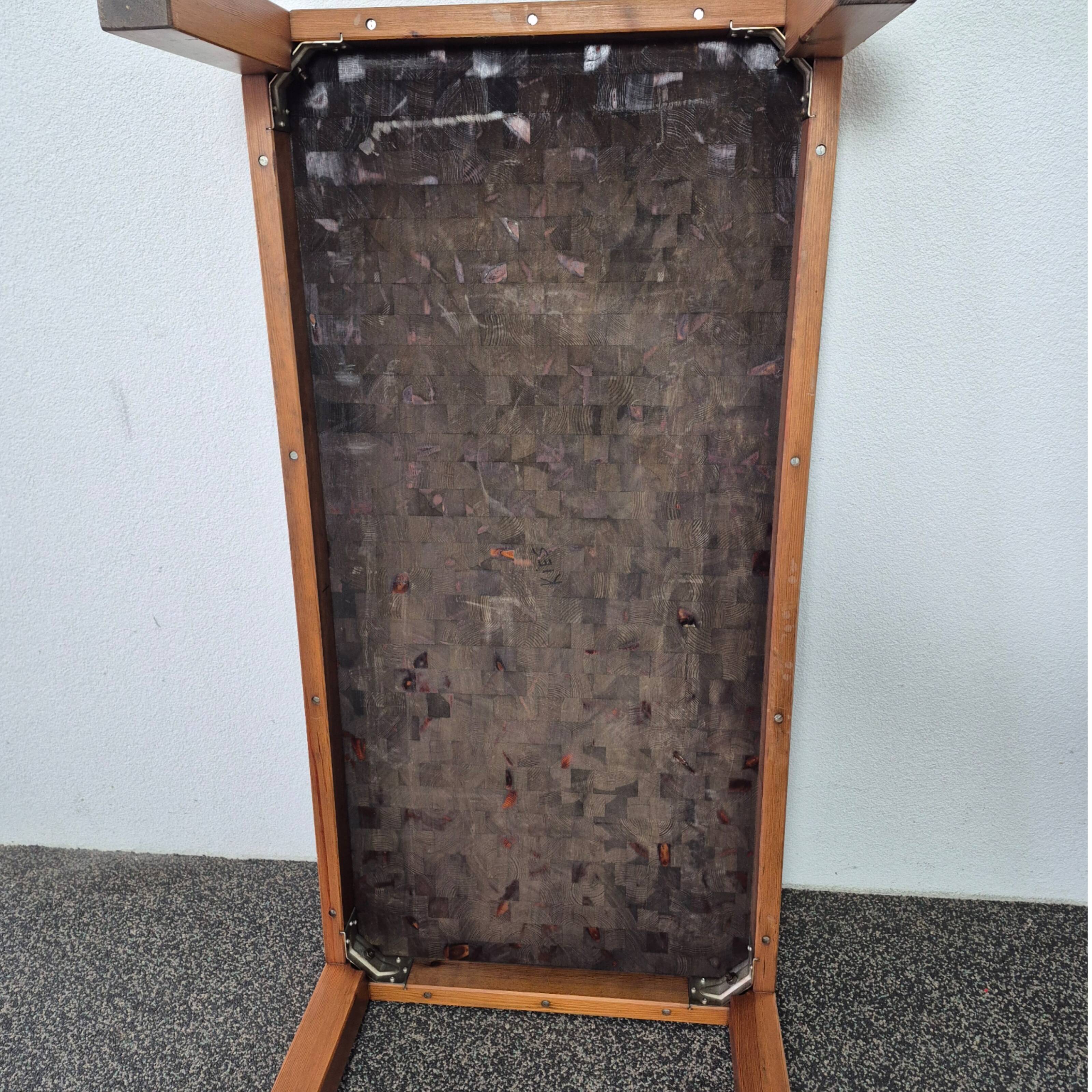 Large wood mosaic coffee table. Netherlands 1960s