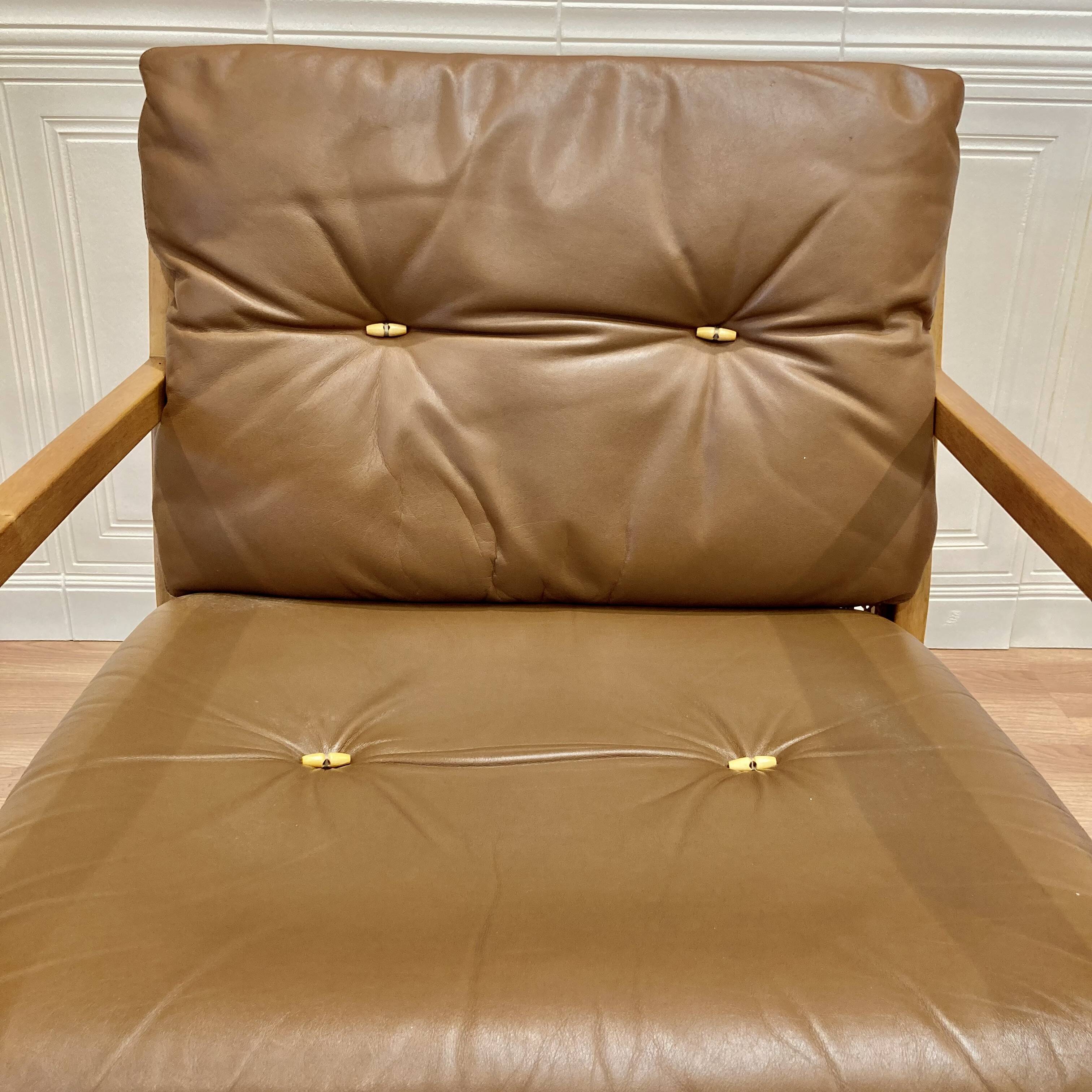 Scandinavian design leather armchair "Bernt Petersen" 1960.