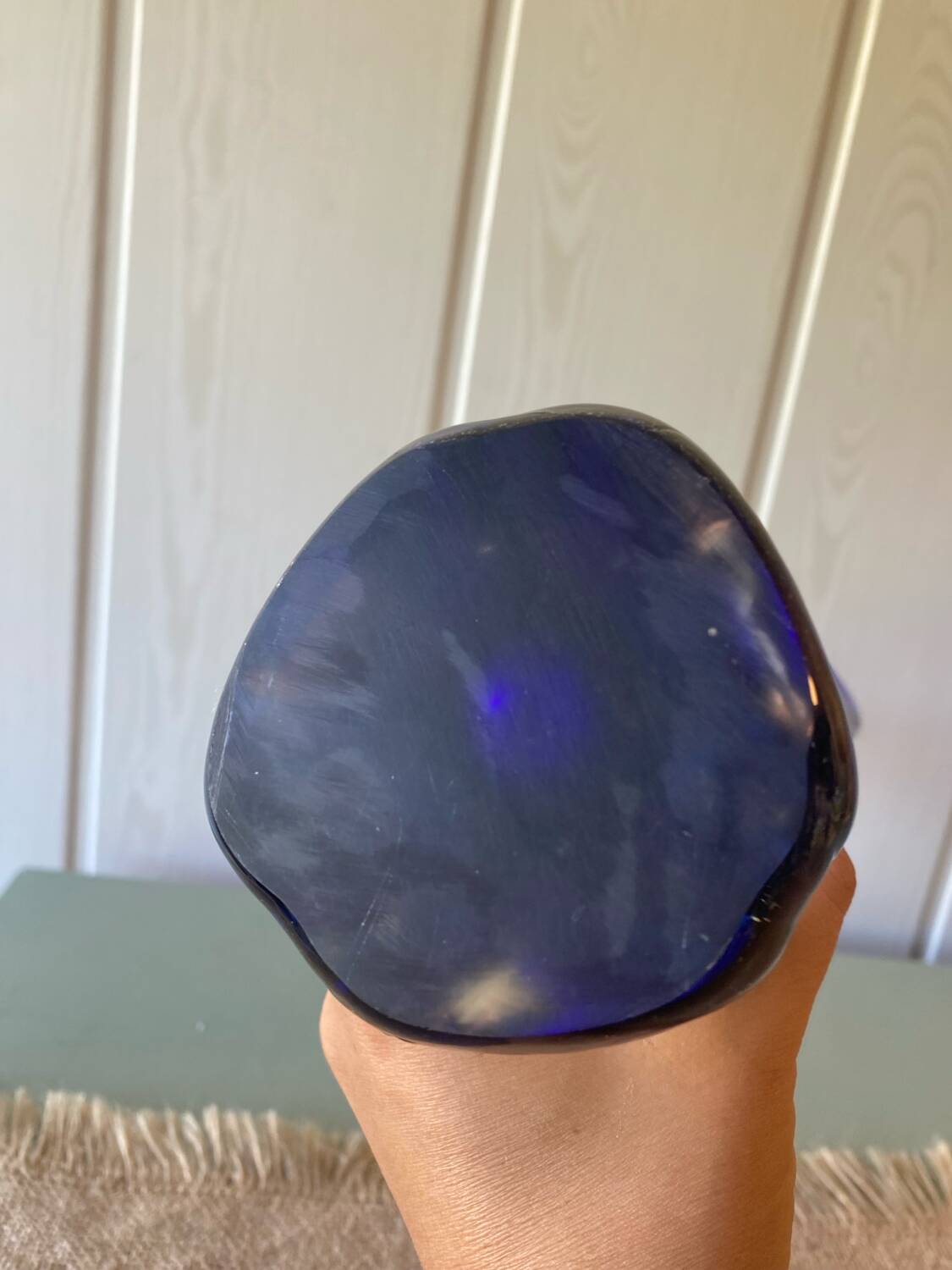 Murano style cobalt blue blown glass vase