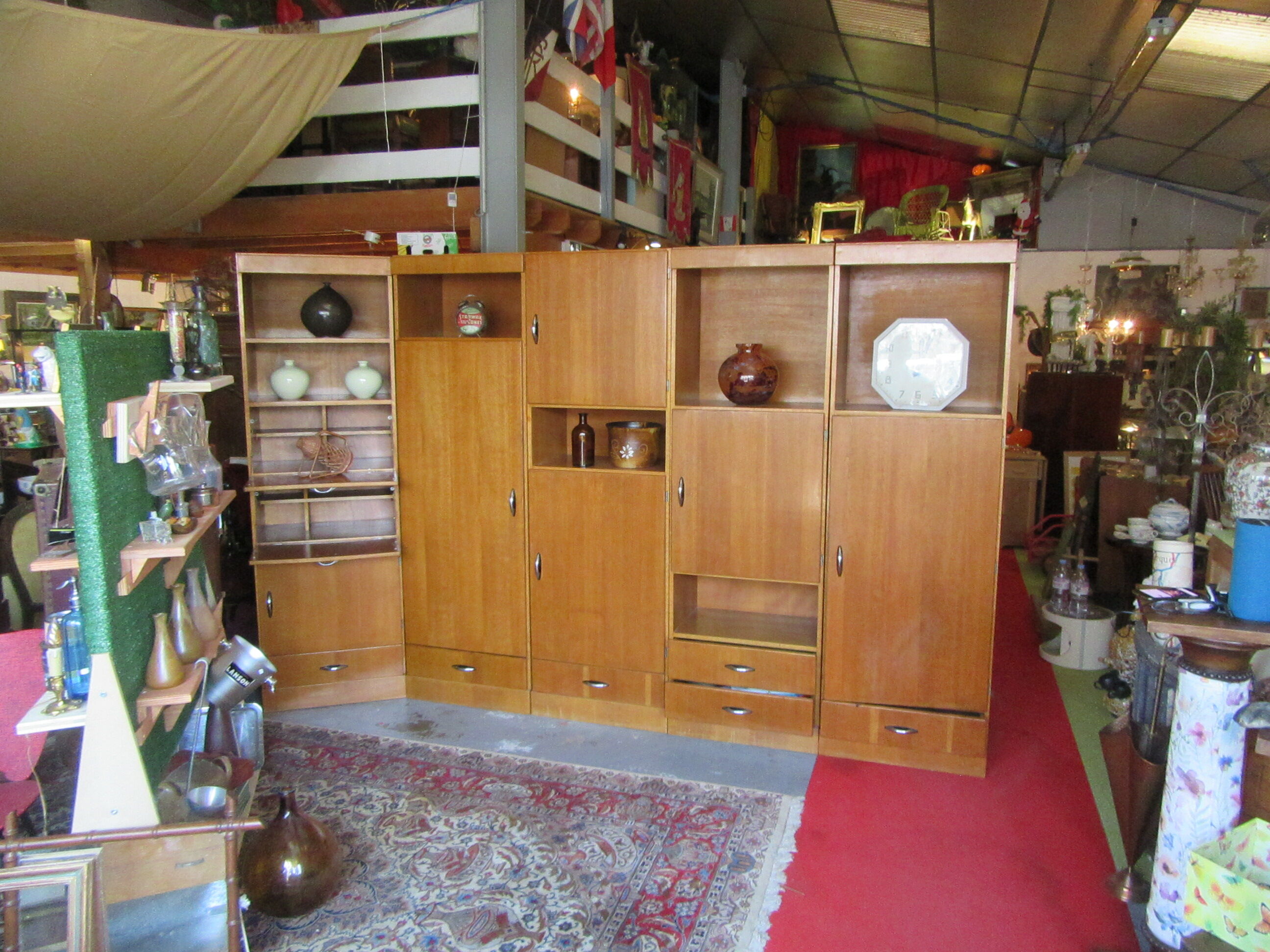 Meuble modulable de bureau ou de salon plaqué chêne des années 1960