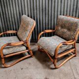 Pair of vintage rattan armchairs