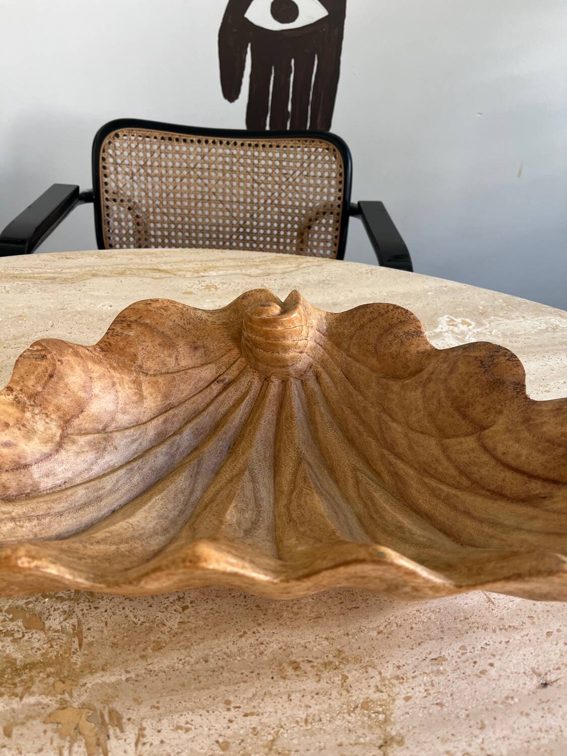 Coupe bénitier ancienne en bois sculpté