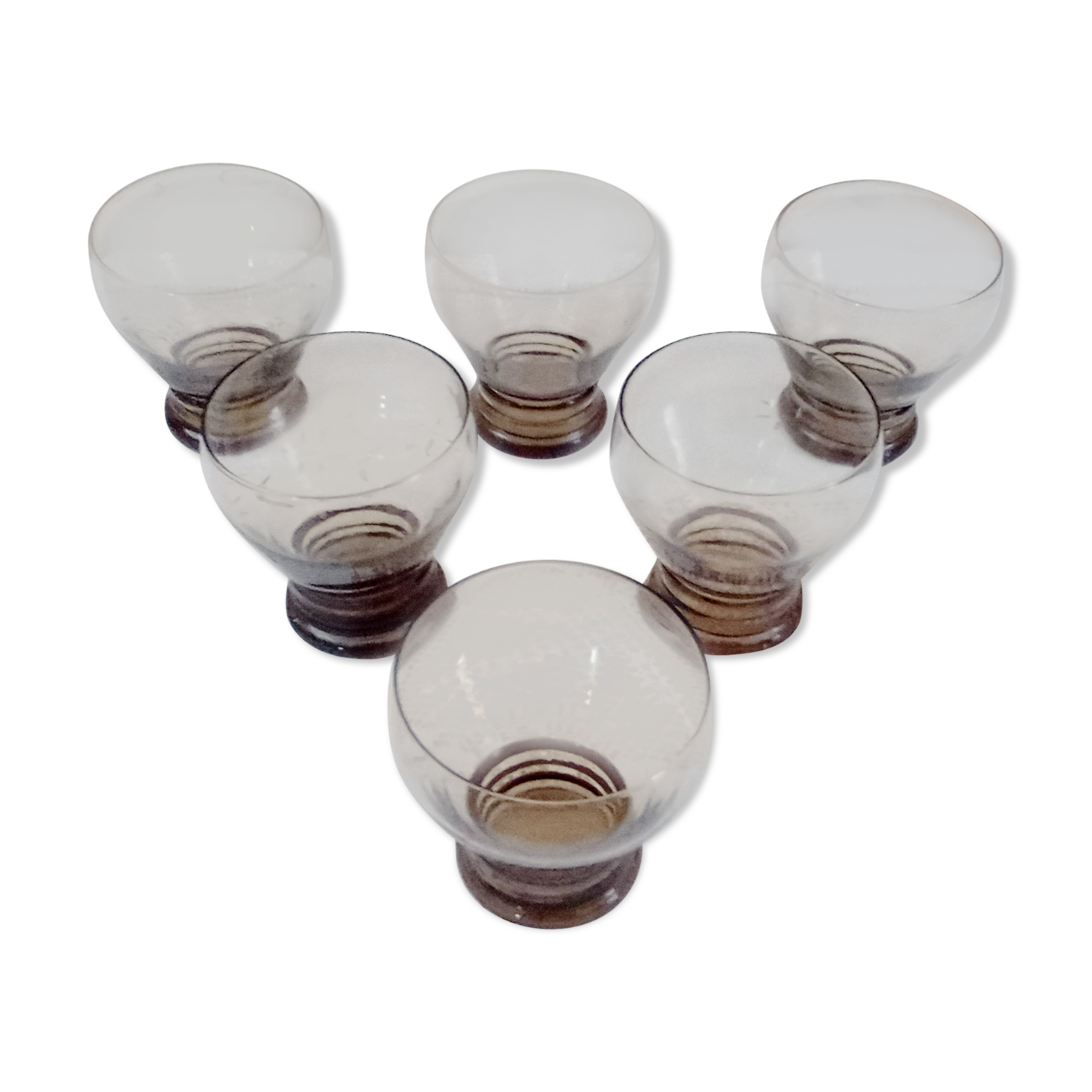 Lot of 6 vintage water glasses in smoked glass