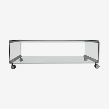 Coffee table in glass and chrome of Pierangelo Galotti for Galotti & Radice 1975