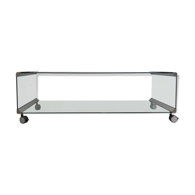 Table basse en verre et chrome de Pierangelo Galotti pour Galotti & Radice 1975