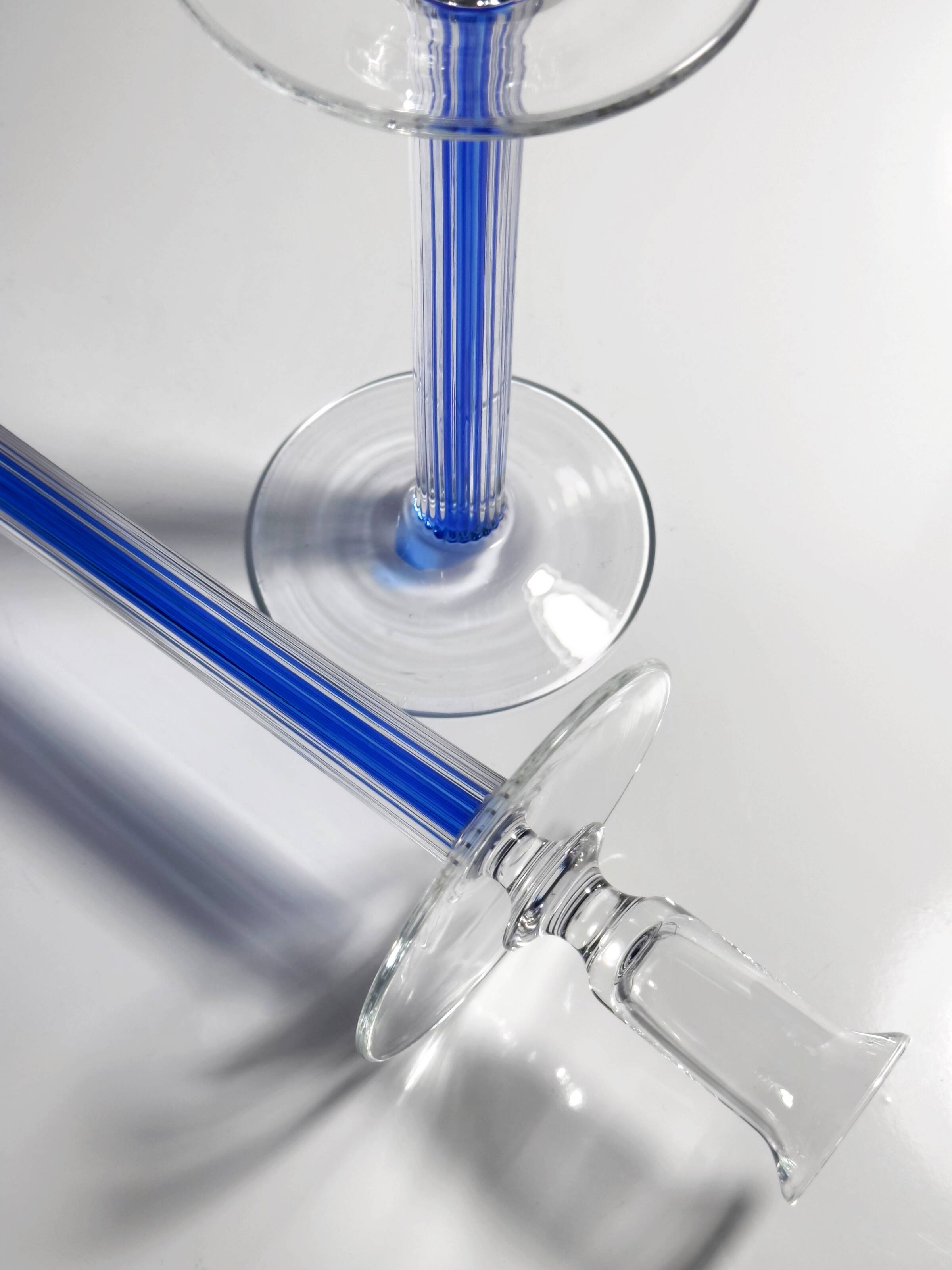 2 porte-bougies en verre IVV Italia - années 1980