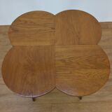 Wooden clover side table, compass feet, 50s