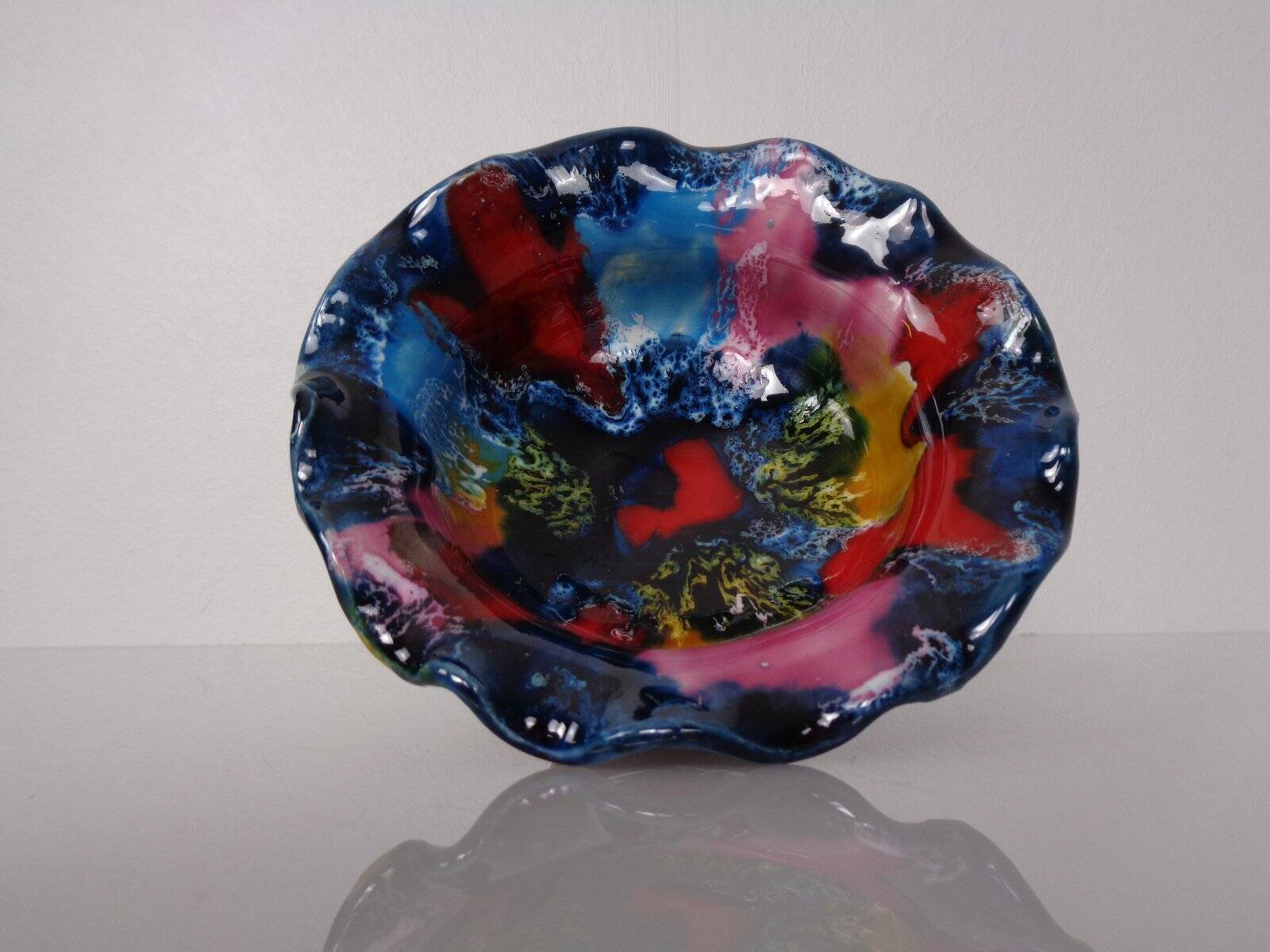 French multicoloured studio ceramic bowl from Vallauris, 1970s