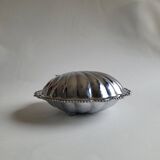 Butter dish / silver metal shell pocket