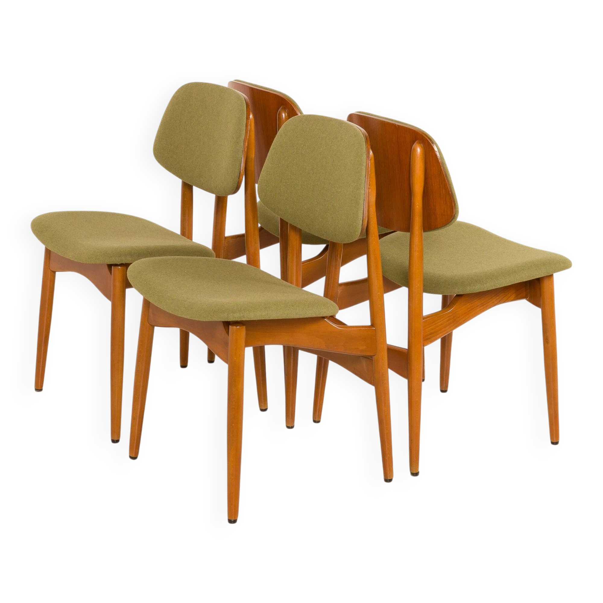 Arne Hovmand Olsen style Scandinavian mid century chairs, set of 4, 1970s