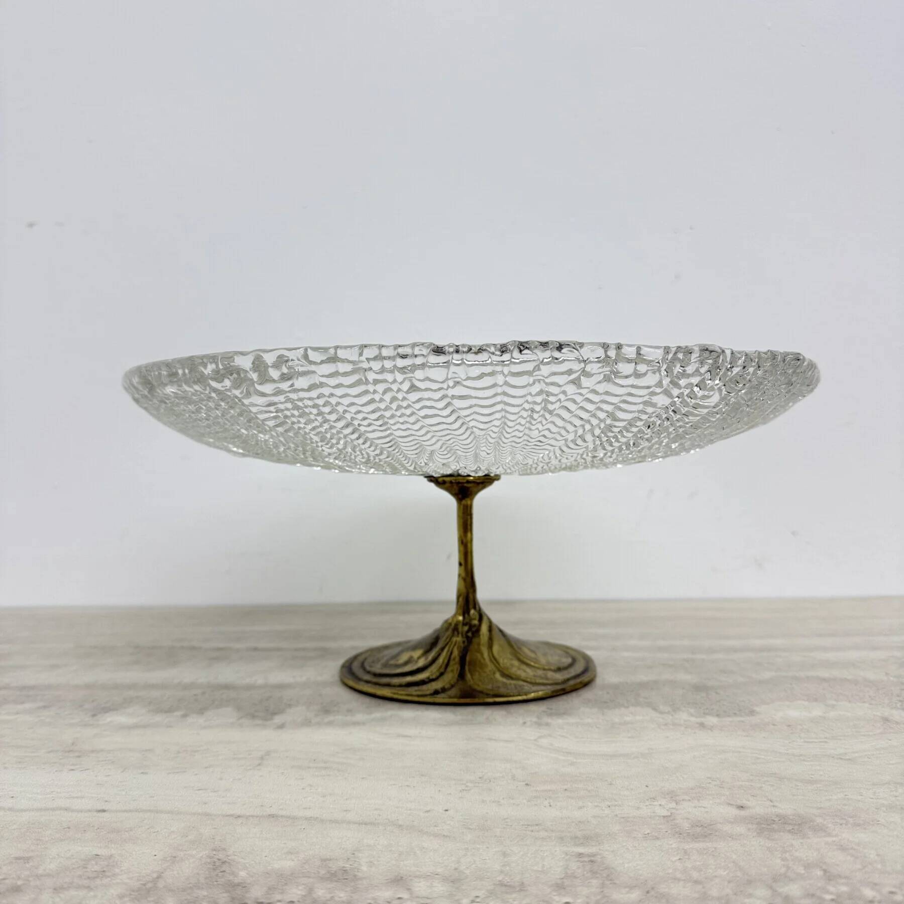 Mid-century design centrepiece crystal and brass bowl, 1960s