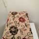 Antique footrest stool in wood and fabric