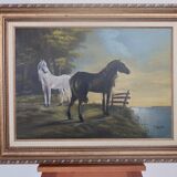 Oil painting - horses - painter teixeira cardoso.