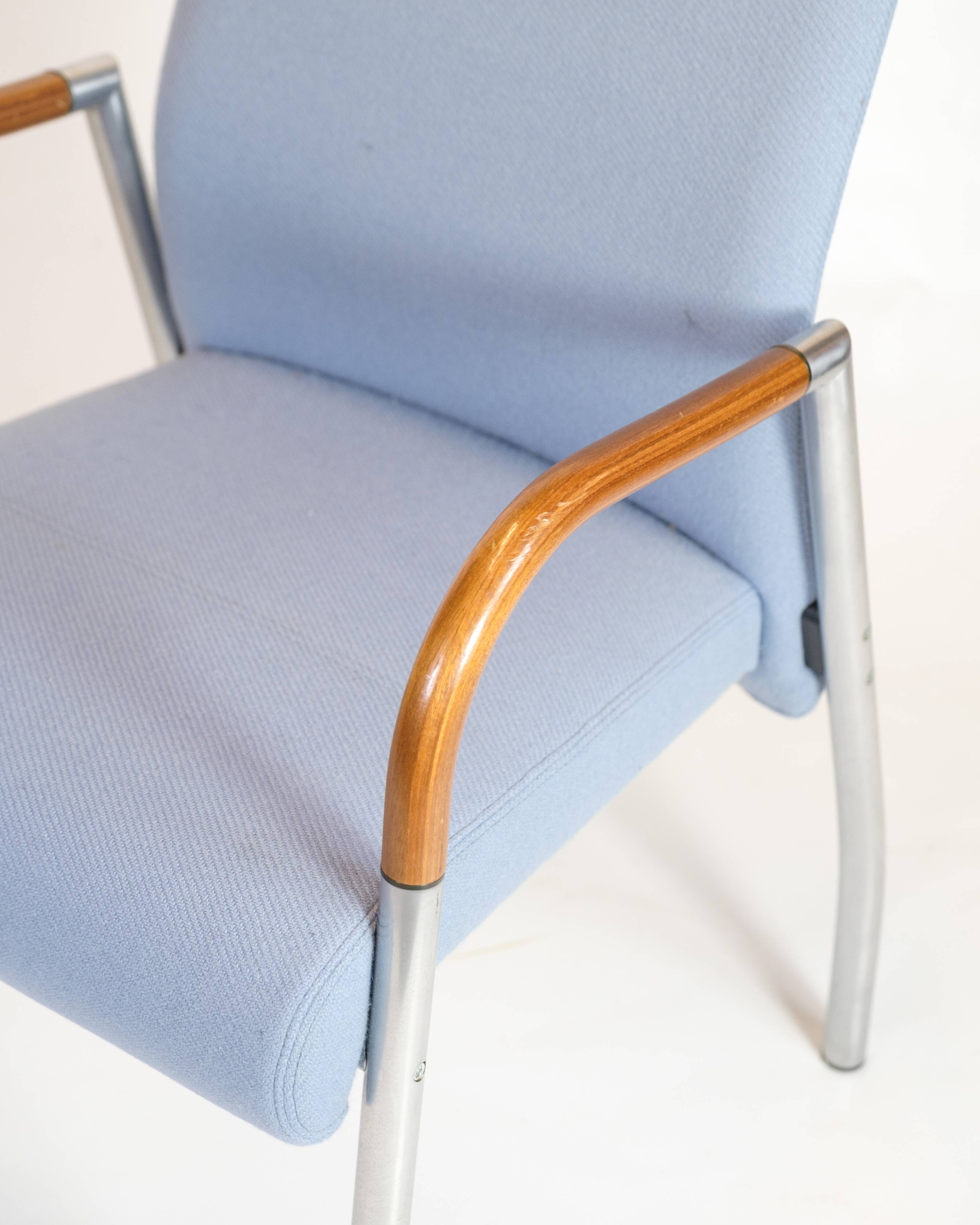 Chaises de salle à manger - Modèle B8 - Acajou - Revêtement en tissu bleu - Duba