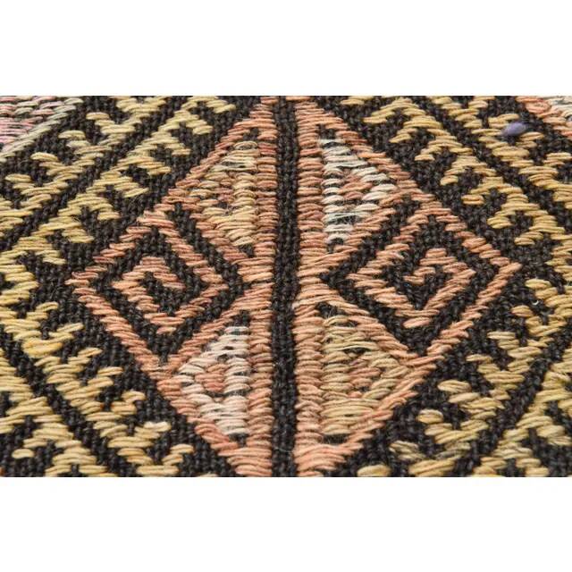 1970s vintage Turkish Oushak handmade wool cotton beige runner rug 185x212