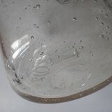 Bubble glass carafe bottle signed Biot in lime green colour.