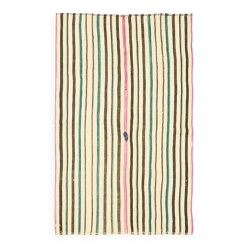 Tapis turc Oushak fait main en laine et coton beige des années 1970 137x221