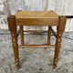 Vintage Turned Wood Stool + Woven Straw Seat #D893