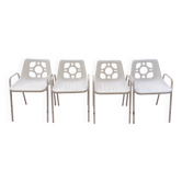 Set of 4 identical Space Age White Garden Chairs from the 70s