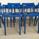 14 blue metal bistro chairs