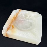 Cendrier vintage en onyx massif – Pierre naturelle sculptée, années 60/70