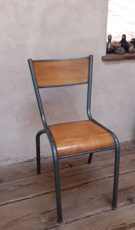 Metal and wood office chair