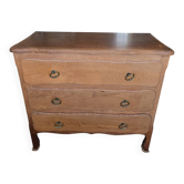 3-drawer chest in solid oak, Louis XV style