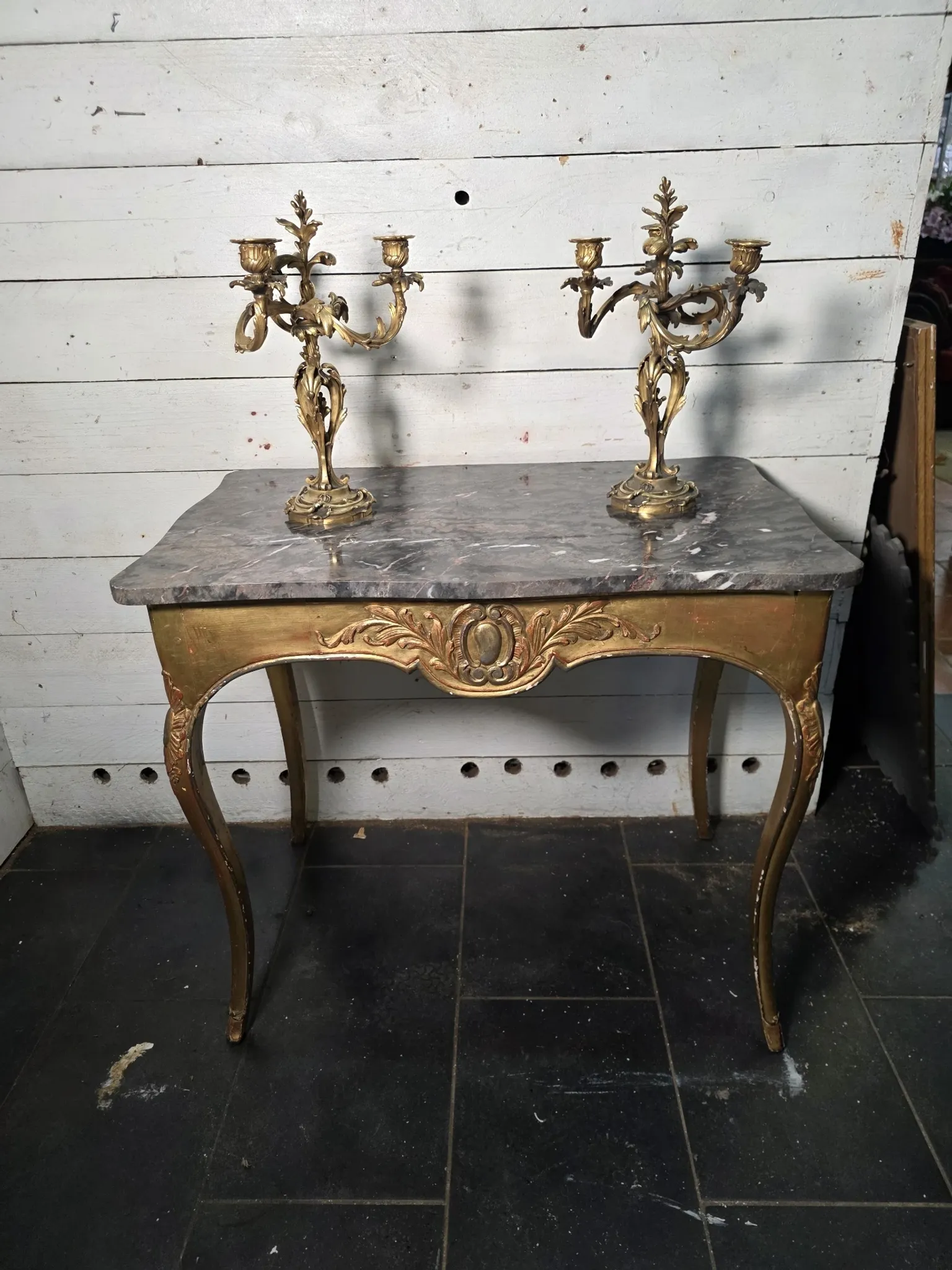 Console/centre table in Louis XV style, gilded, 19th century.