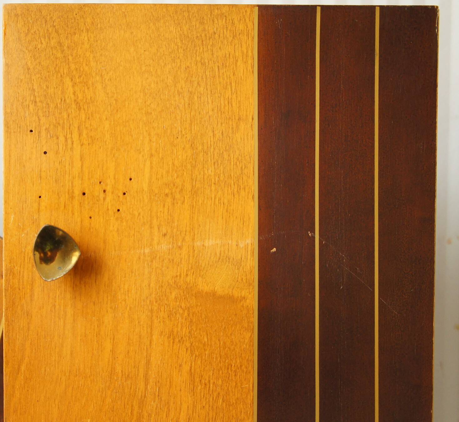 Asymmetrical art deco wall cabinet, drawer & mirror