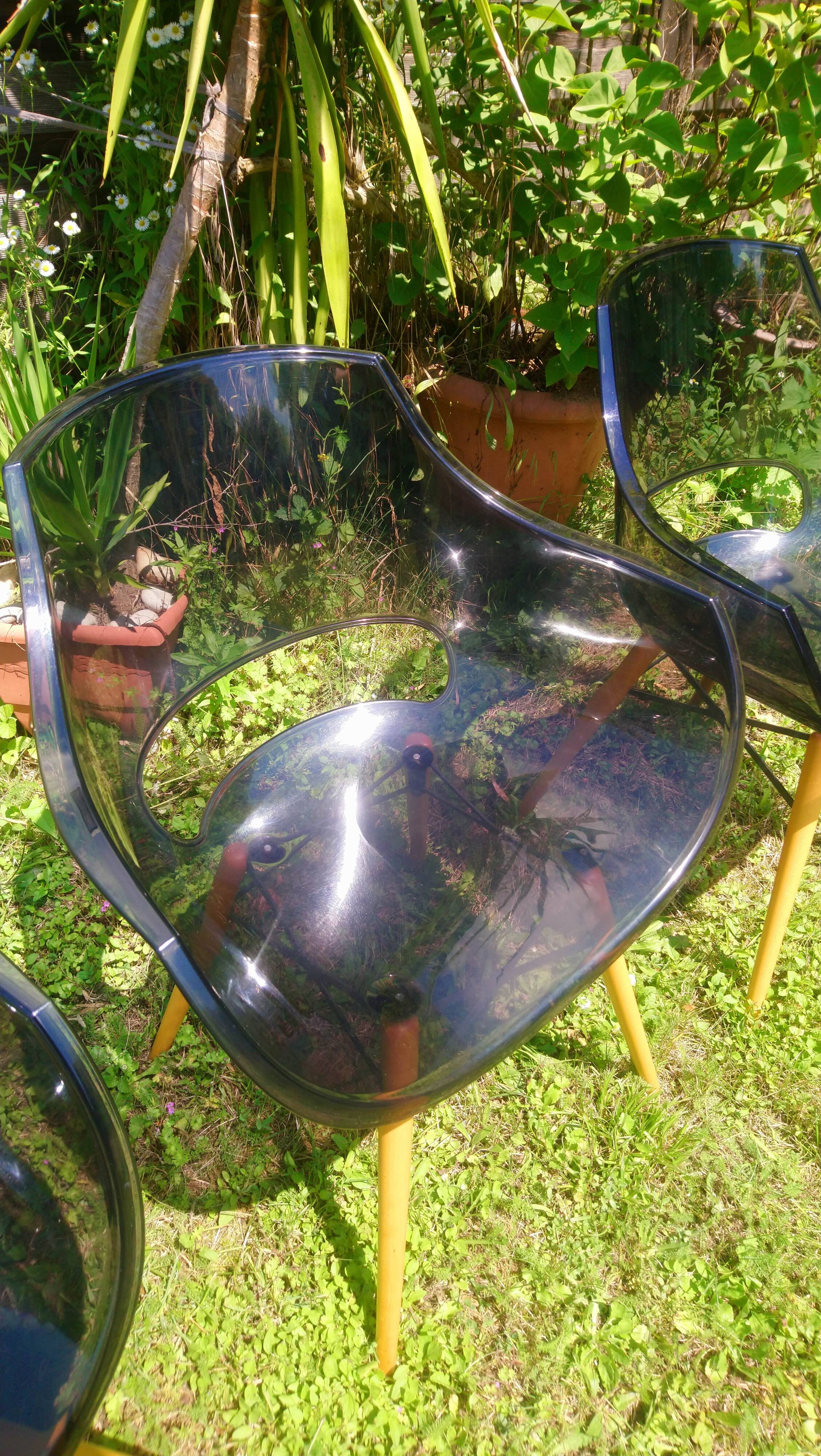 Lot of Opal Wox grey smoke chairs with beech legs.