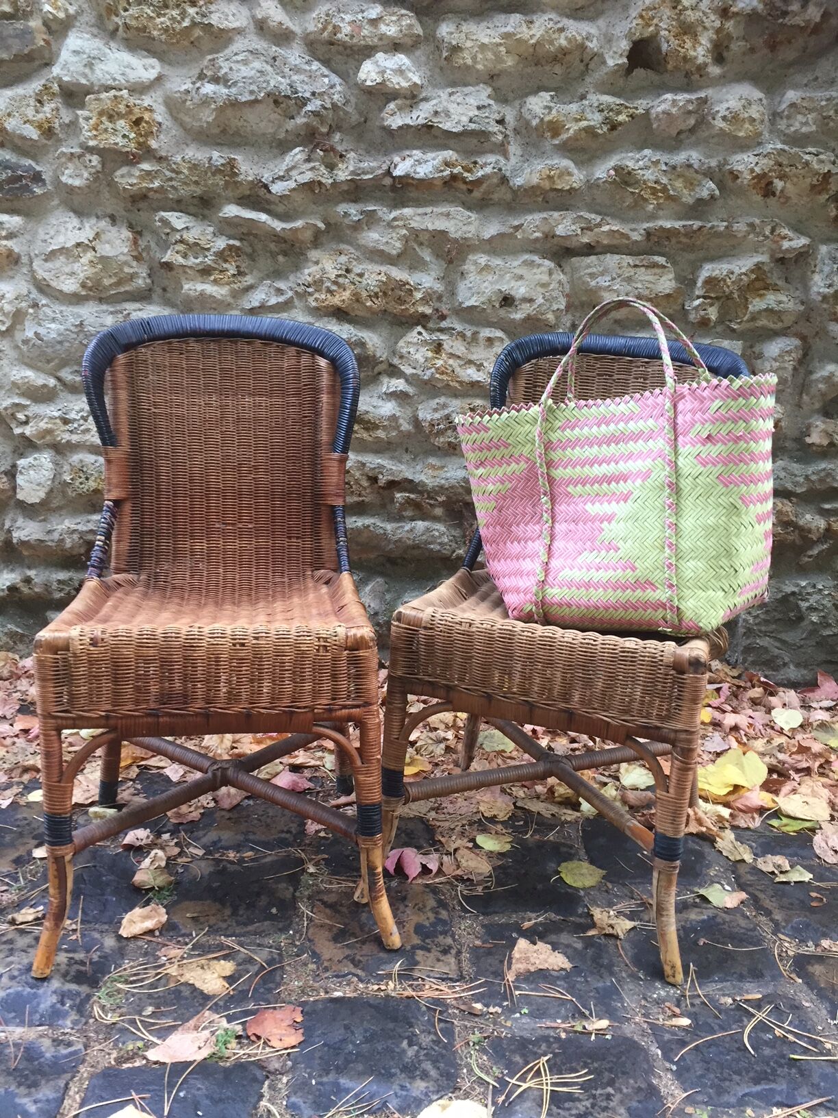 Paire de chaises en osier début XX eme siècle