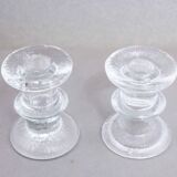 Pair of Scandinavian glass candlesticks